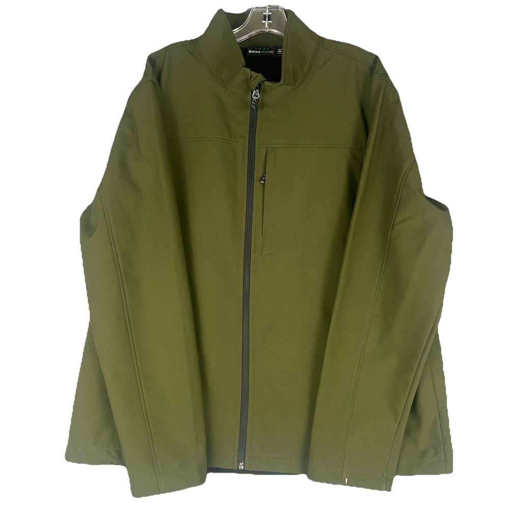 Swiss Tech Jacket Men's Fleece Lined Olive Green Full Zip  Size XL (46-48)